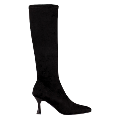 Miss Elastic Ladies Knee Boots - 78041 - Black Suede