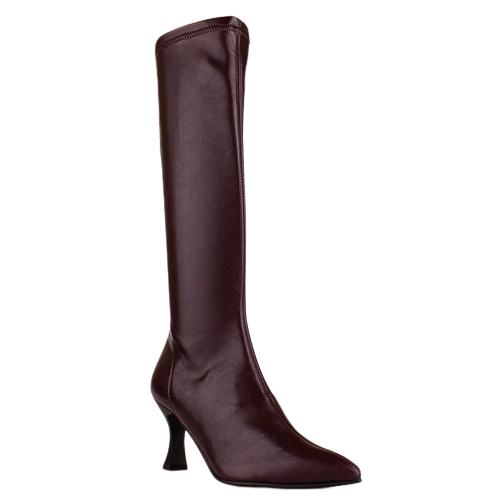 Miss Elastic Ladies Knee High Boots - 78041 - Burgundy