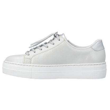 Rieker Ladies Platform Trainers - N4960-90 - White/Silver