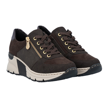 Rieker Ladies Wedge Trainers - N6314 - Brown