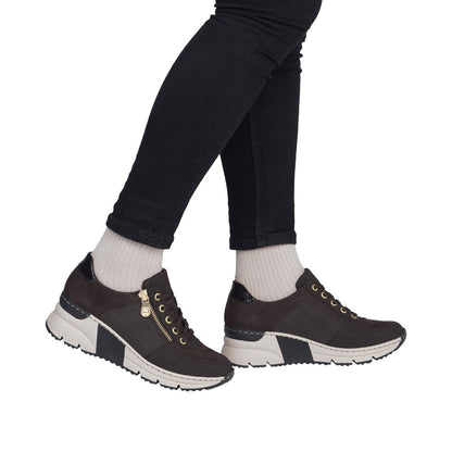 Rieker Ladies Wedge Trainers - N6314 - Brown