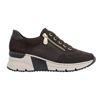Rieker Ladies Wedge Trainers - N6314 - Brown