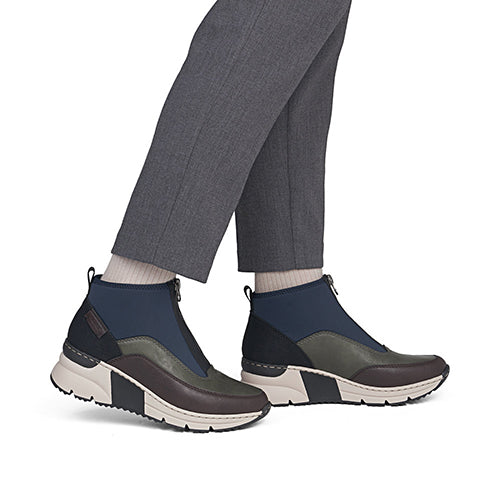 Rieker Ladies Ankle Boot N6352-91 - Brown/Green