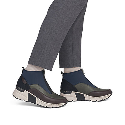 Rieker Ladies Ankle Boot N6352-91 - Brown/Green