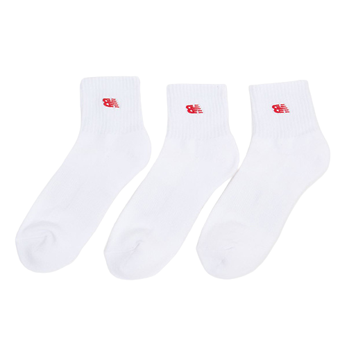 New Balance Patch Logo Ankle Socks - 3 pack - White