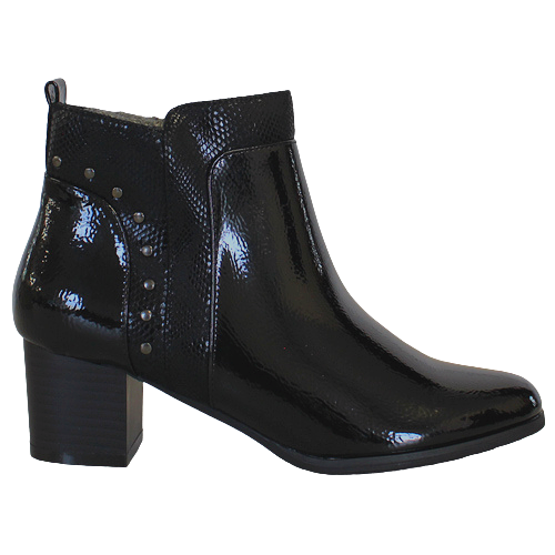 Redz Block Heeled Ankle Boots - Nine 2 Five - Black Patent