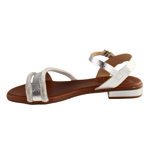 Oh! My Sandals Ladies Flat Sandals - 5335 -  Silver Metallic