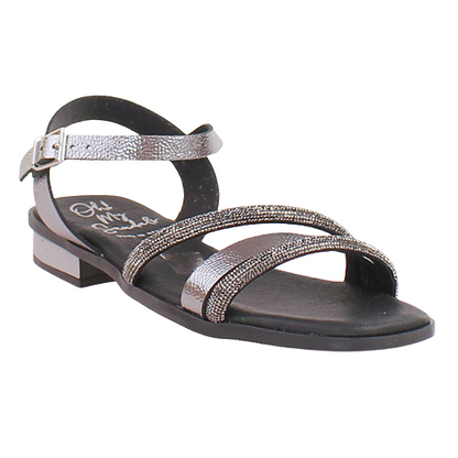 Oh! My Sandals Ladies Flat Sandals - 5591 - Black/Silver