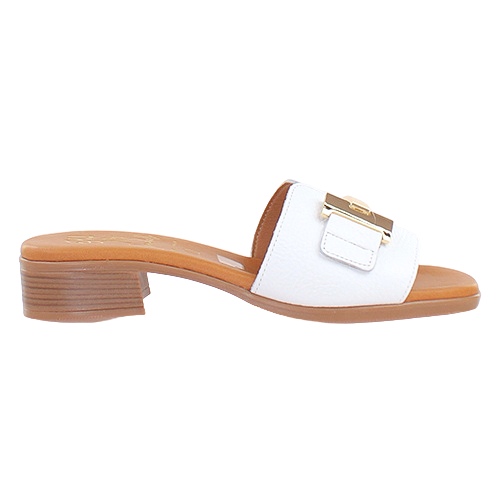 Oh! My Sandals Ladies Block Heeled Mules - 5605 - White
