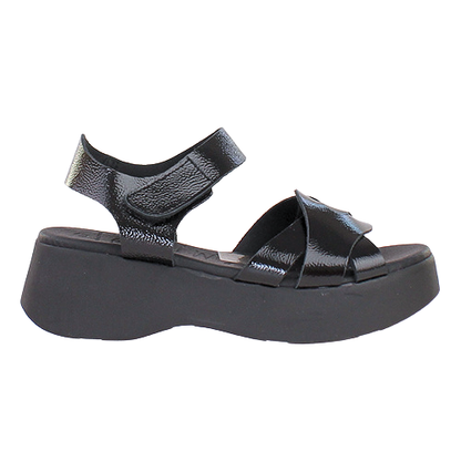 Oh! My Sandals Ladies Platform Sandals - 5683 - Black Patent