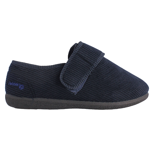 Padders Extra Fit Wide Velcro Slippers - Oliver - Navy