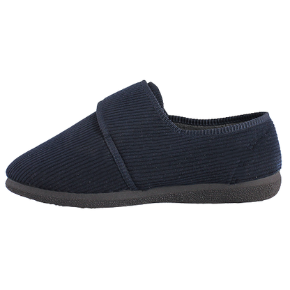 Padders Extra Fit Wide Velcro Slippers - Oliver - Navy