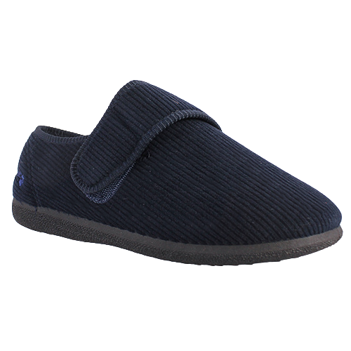 Padders Extra Fit Wide Velcro Slippers - Oliver - Navy