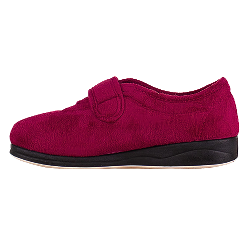 Padders Ladies Wide Velcro Strap Slippers - Camilla - Raspberry