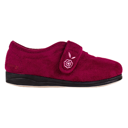 Padders Ladies Wide Velcro Strap Slippers - Camilla - Raspberry