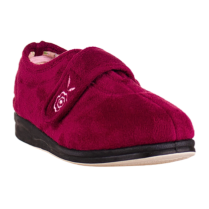 Padders Ladies Wide Velcro Strap Slippers - Camilla - Raspberry