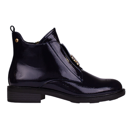 Patrizio Como Block Heeled Ankle Boots - Lanciano  - Black Patent