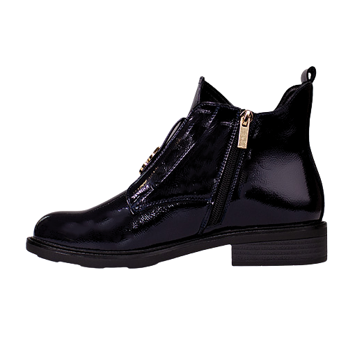Patrizio Como Block Heeled Ankle Boots - Lanciano  - Black Patent