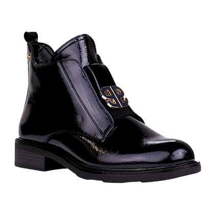 Patrizio Como Block Heeled Ankle Boots - Lanciano  - Black Patent