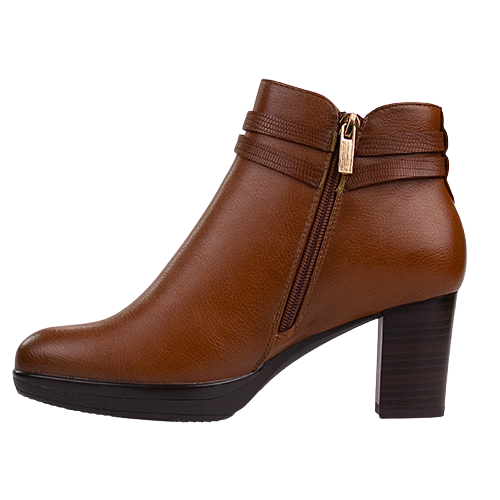 Patrizio Como Ladies Block Heeled Ankle Boots - Sateburg - Tan