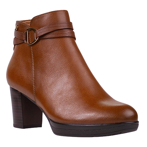 Patrizio Como Ladies Block Heeled Ankle Boots - Sateburg - Tan
