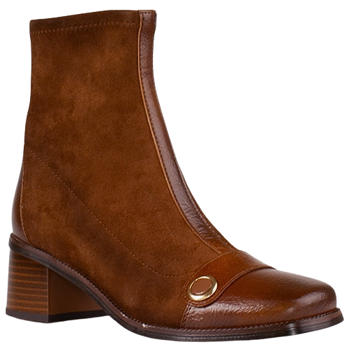 Patrizio Como Ladies Block Heeled  Ankle Boots - Serri - Tan