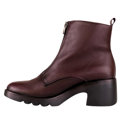 Pepes Ladies Block Heeled Ankle Boots- 21234 Sofia- Burgundy