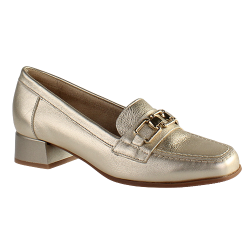 Pitillos Block Heeled Loafers - 5771 - Gold