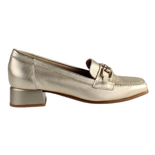 Pitillos Ladies Block Heeled Loafers - 5771 - Gold