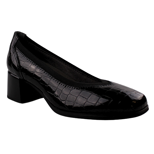 Pitillos  Block Heeled Pumps- 10120 - Black Patent