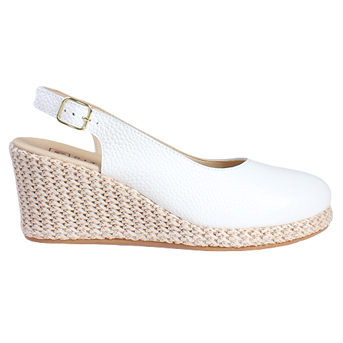 Pitillos Ladies Sling-Back Wedge Sandals - 10635 - White