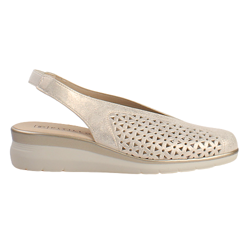 Pitillos Ladies Sling Back Wedge Sandals - 10370 - Gold