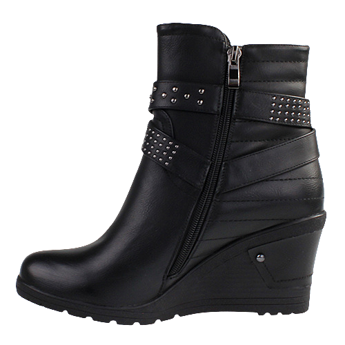 Redz  Wedge Ankle Boots- F826 -Black