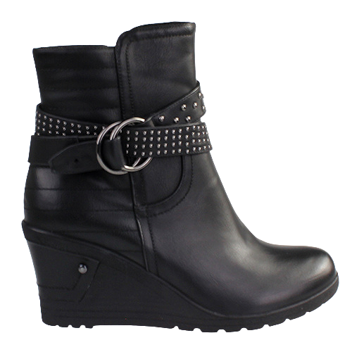 Redz Wedge Ankle Boots- F826 -Black