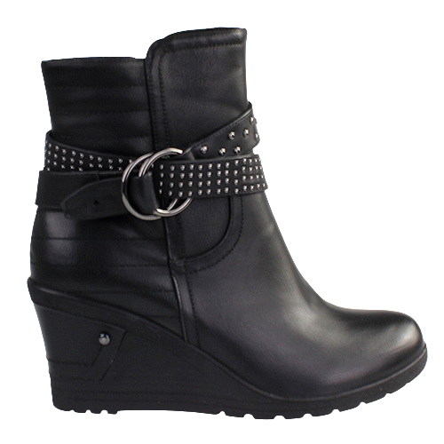 Redz  Wedge Ankle Boots- F826 -Black