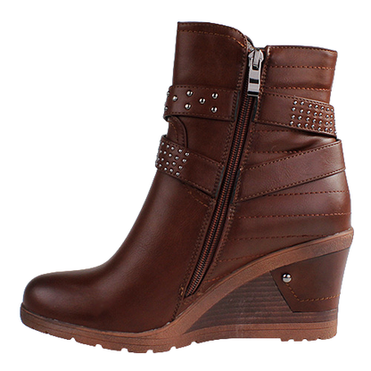 Redz Wedge Ankle Boots-F826-Tan