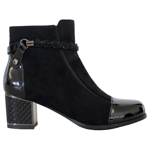 Redz Block Heeled Ankle Boots - F3924 - Black