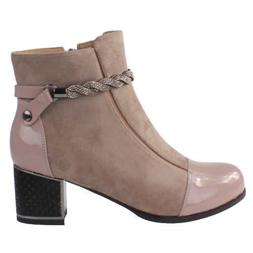Redz Ladies Block Heel Ankle Boot F3924 Taupe