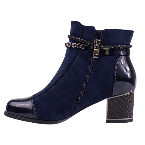 Redz Ladies Block Heeled Ankle Boots - 1901 - Navy