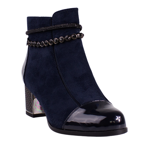 Redz Ladies Block Heeled Ankle Boots - 1901 - Navy