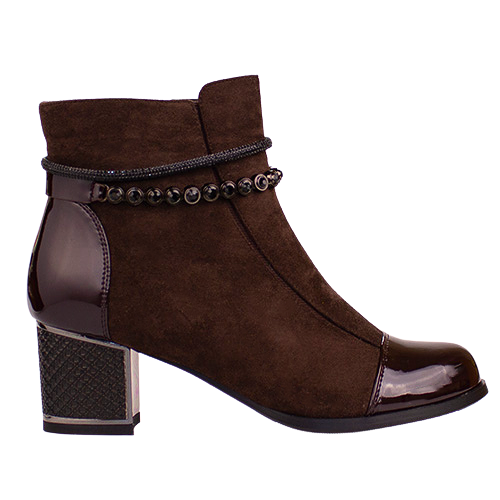Redz Ladies Block Heeled Ankle Boots - 1901 - Brown