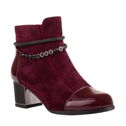 Redz Ladies Block Heeled Ankle Boots - 1901 - Wine