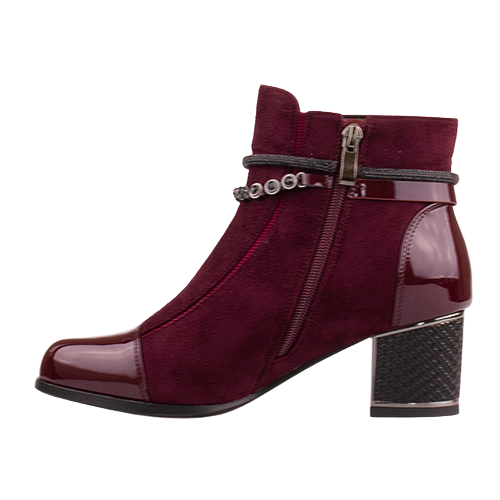 Redz Ladies Block Heeled Ankle Boots - 1901 - Wine