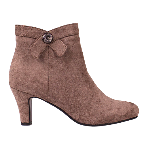 Redz Ladies Dressy Ankle Boots - D6031 - Taupe Suede