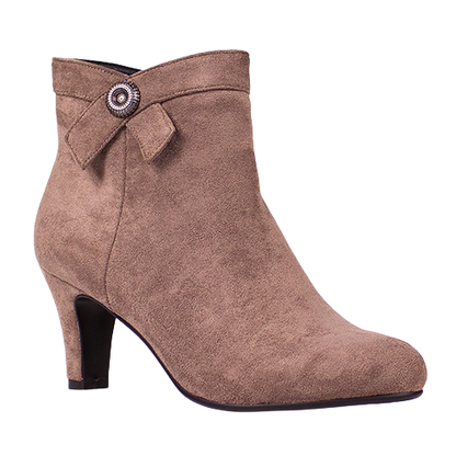 Redz Ladies Dressy Ankle Boots - D6031 - Taupe Suede