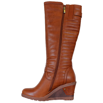 Redz  Knee Wedge Knee Boots - D4173 - Tan