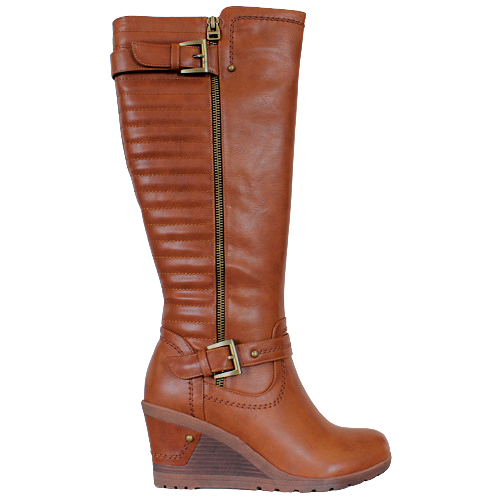 Redz Knee Wedge Knee Boots - D4173 - Tan