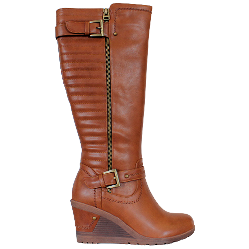 Redz  Knee Wedge Knee Boots - D4173 - Tan