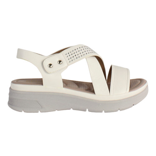 Redz Ladies Low Wedge Sandals - 161-16A - White – Greenes Shoes