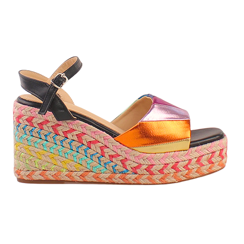 Redz Ladies Wedge Sandals - TSW300-6 - Black Multi